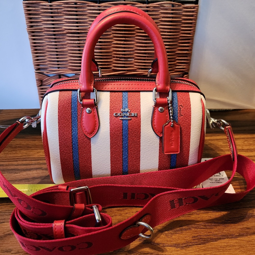 Coach mini crossbody bag with stripes - Picture 2 of 3